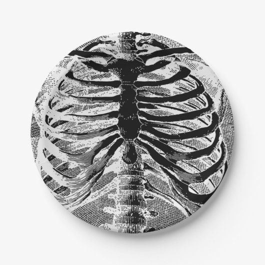  Skelet Botten Torso Body Halloween Papieren Bordje (Voorkant)