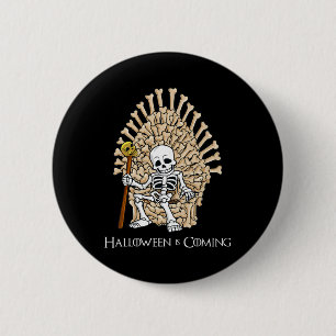 Skelet Botten Troon Fun Halloween Jongens Meisjes Ronde Button 5,7 Cm
