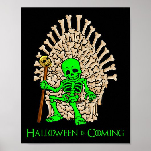 Skelet Botten Troon Halloween Poster (Voorkant)