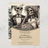 Skelet Bruid en bruidegom Beige Tan Wedding Kaart (Voorkant / Achterkant)