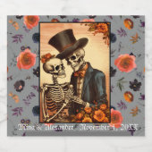  Skelet Bruid en bruidegom Hallobruiloft Likeurfles Etiket (Enkel label)