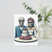 Skelet Bruid En bruidegom Trouwdag van dode Kunst Briefkaart (Staand voorkant)