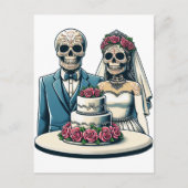 Skelet Bruid En bruidegom Trouwdag van dode Kunst Briefkaart (Voorkant)