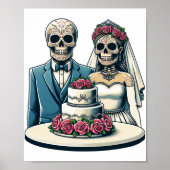 Skelet Bruid En bruidegom Trouwdag van dode Kunst Poster (Voorkant)