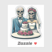 Skelet Bruid En bruidegom Trouwdag van dode Kunst Sticker (Vel)