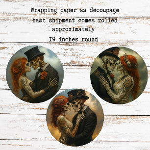Skelet Bruidspaar Decoupage Papier   Inpakpapier Vel