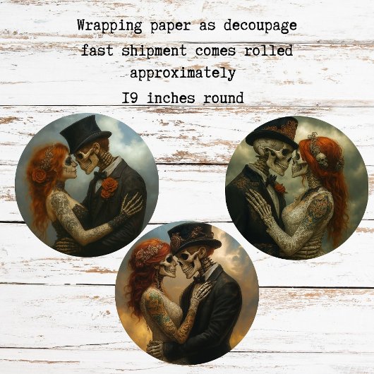 Skelet Bruidspaar Decoupage Papier   Inpakpapier Vel