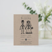 Skelet Bruiloft Cartoon Bruid Groom Fun Handgeteke (Staand voorkant)