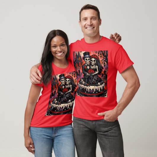 Skelet Bruiloft, gotische Liefde Omhelzing T-shirt (Unisex)