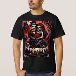 Skelet Bruiloft, gotische Liefdeparen Omhelzing T-shirt