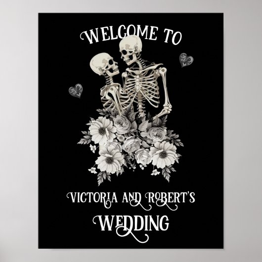 Skelet Bruiloft Paar Bruiloft Welkomstbord Poster (Voorkant)