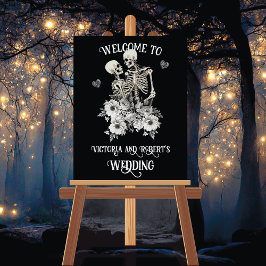 Skelet Bruiloft Paar Bruiloft Welkomstbord Poster