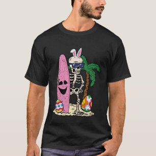 Skelet Bunny Ears Surfer Paasei Jacht Surf T-shirt