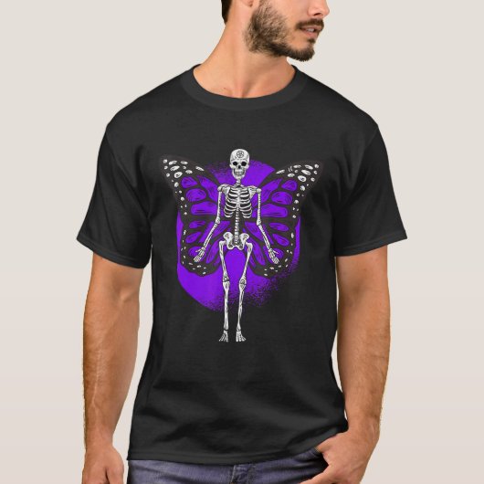 Skelet Butterfly Skull Gothic Gothic Fairycore Aes T-shirt (Voorkant)