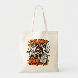 Skelet Candy Inspector Halloween Trick or Treat Tote Bag