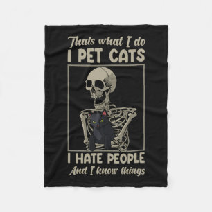 Skelet Cat Kitten Lover Grumpy Skull Kat Pet O Fleece Deken