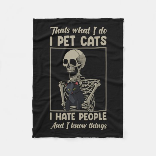 Skelet Cat Kitten Lover Grumpy Skull Kat Pet O Fleece Deken (Voorkant)