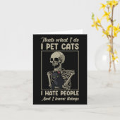 Skelet Cat Kitten Lover Grumpy Skull Kat Pet O Kaart (Gele Bloem)