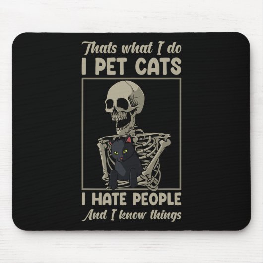Skelet Cat Kitten Lover Grumpy Skull Kat Pet O Muismat (Voorkant)