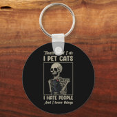 Skelet Cat Kitten Lover Grumpy Skull Kat Pet O Sleutelhanger (Voorkant)