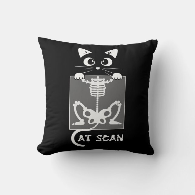 Skelet Cat Scan CT Scannen Grappige X Ray Pun Meme Kussen (Voorkant)