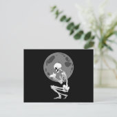 Skelet Cat Skull Kat Schattigee Gothic Halloween Briefkaart (Staand voorkant)