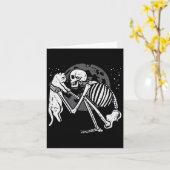 Skelet Cat Skull Kat Schattigee Gothic Halloween M Kaart (Gele Bloem)