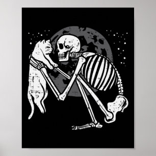 Skelet Cat Skull Kat Schattigee Gothic Halloween M Poster