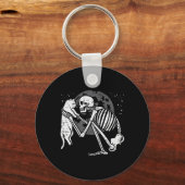 Skelet Cat Skull Kat Schattigee Gothic Halloween M Sleutelhanger (Voorkant)