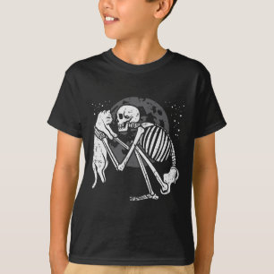 Skelet Cat Skull Kat Schattigee Gothic Halloween M T-shirt