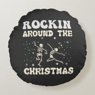Skelet Christmas Dance Rond Kussen