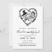 Skelet Couple Doodle Illustration Vrijgezellenfees Kaart (Voorkant)