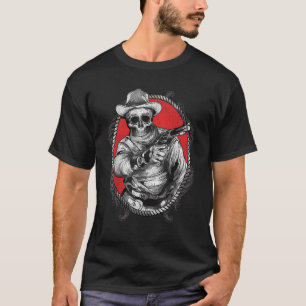 Skelet Cowboy Gunslinger Outlaw Wild West T Shir T-shirt
