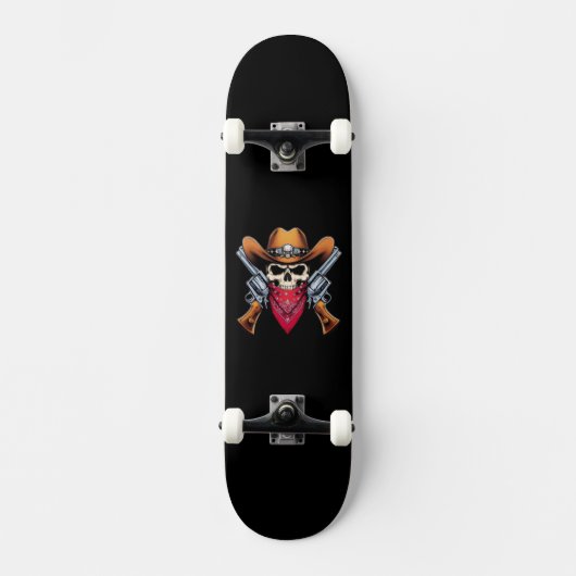 Skelet Cowboy Gunslinger Persoonlijk Skateboard (Voorkant)