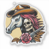 Skelet Cowboy Gunslinger Sticker (Voorkant)