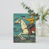 Skelet Cowboy op een Appaloosa paard Briefkaart (Staand voorkant)