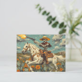 Skelet Cowboy op een Appaloosa paard in Cactus Briefkaart (Staand voorkant)