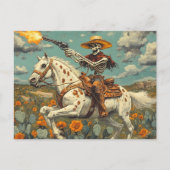 Skelet Cowboy op een Appaloosa paard in Cactus Briefkaart (Voorkant)