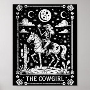 Skelet Cowgirl Paardrijdend Tarotkaart Gotische Ha Poster