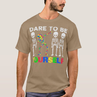 Skelet Dabbing Dare to be YouSelf Autisme Awaren T-shirt