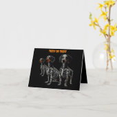 Skelet Dachshund Halloween Kaart (Gele Bloem)
