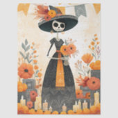 Skelet Dame La Catrina Dag van de Doden Decoupage Tissuepapier (Voorkant)