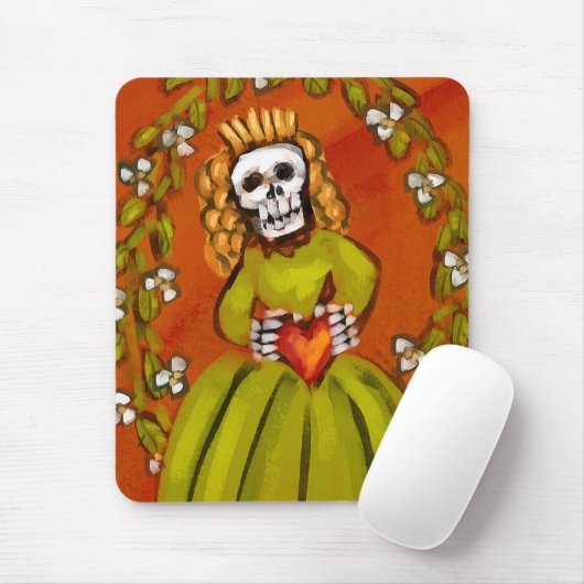 Skelet dame met hart muismat (Met muis)