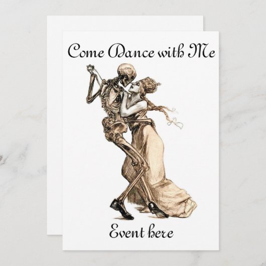 Skelet Dans met mijn uitnodiging (Voorkant / Achterkant)