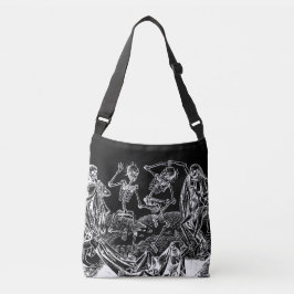 Skelet Danse Macabre Zwarte Canvas tas