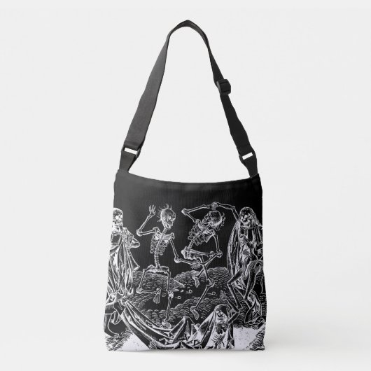 Skelet Danse Macabre Zwarte Canvas tas (Voorkant)