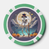 Skelet dansen onder de maan Halloween Poker Chips (Achterkant)