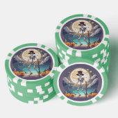 Skelet dansen onder de maan Halloween Poker Chips (Opstapeling)