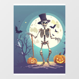 Skelet dansen onder de maan Halloween Raamsticker