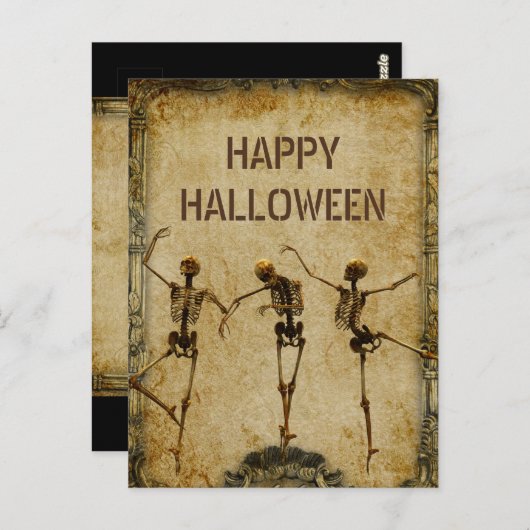 Skelet Dansend Happy Halloween Ballet Briefkaart (Voorkant / Achterkant)